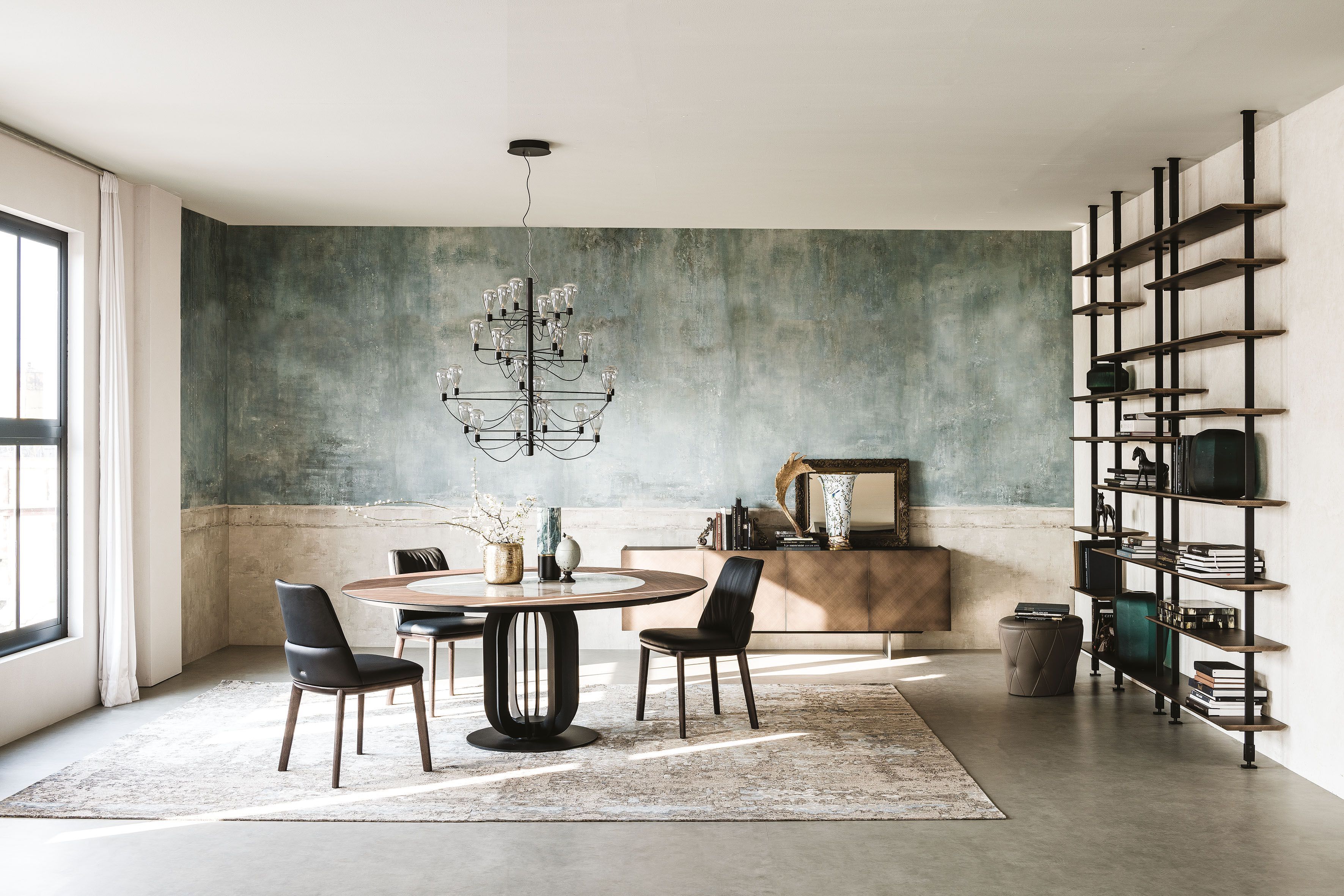 Круглый деревянный стол и керамическая вставка Cattelan italia Soho ARCH-00090311 - Вид №1