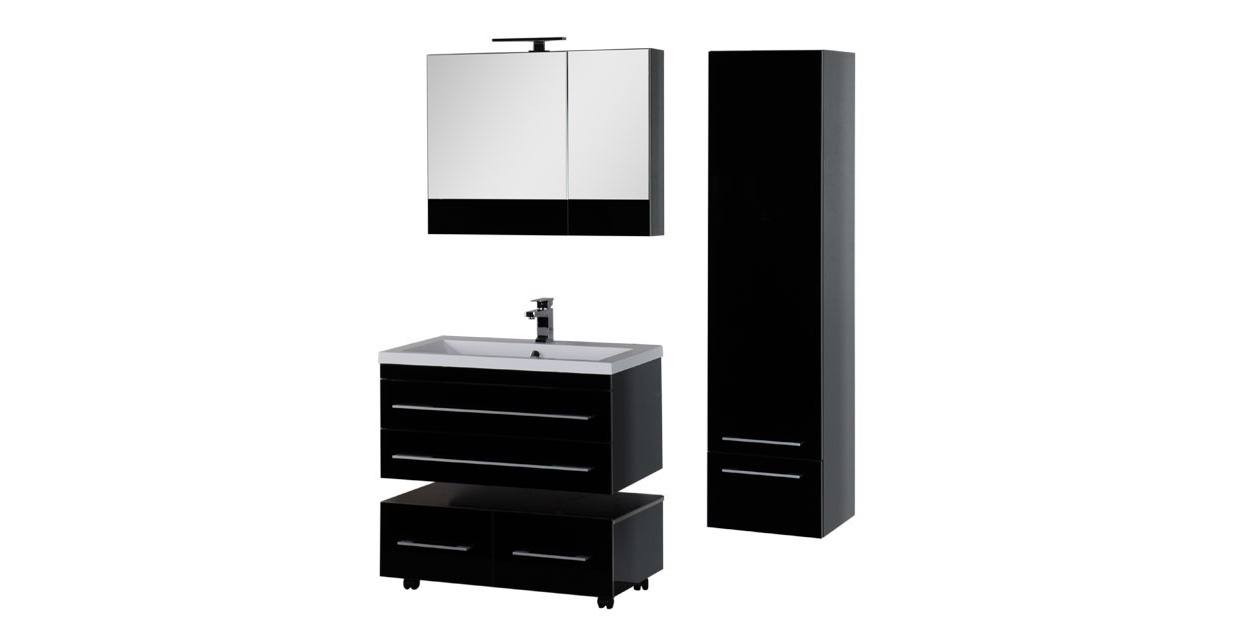 Комплект мебели Aquanet Верона 90 черный (подвесной 2 ящика) 00175474 - Вид №1