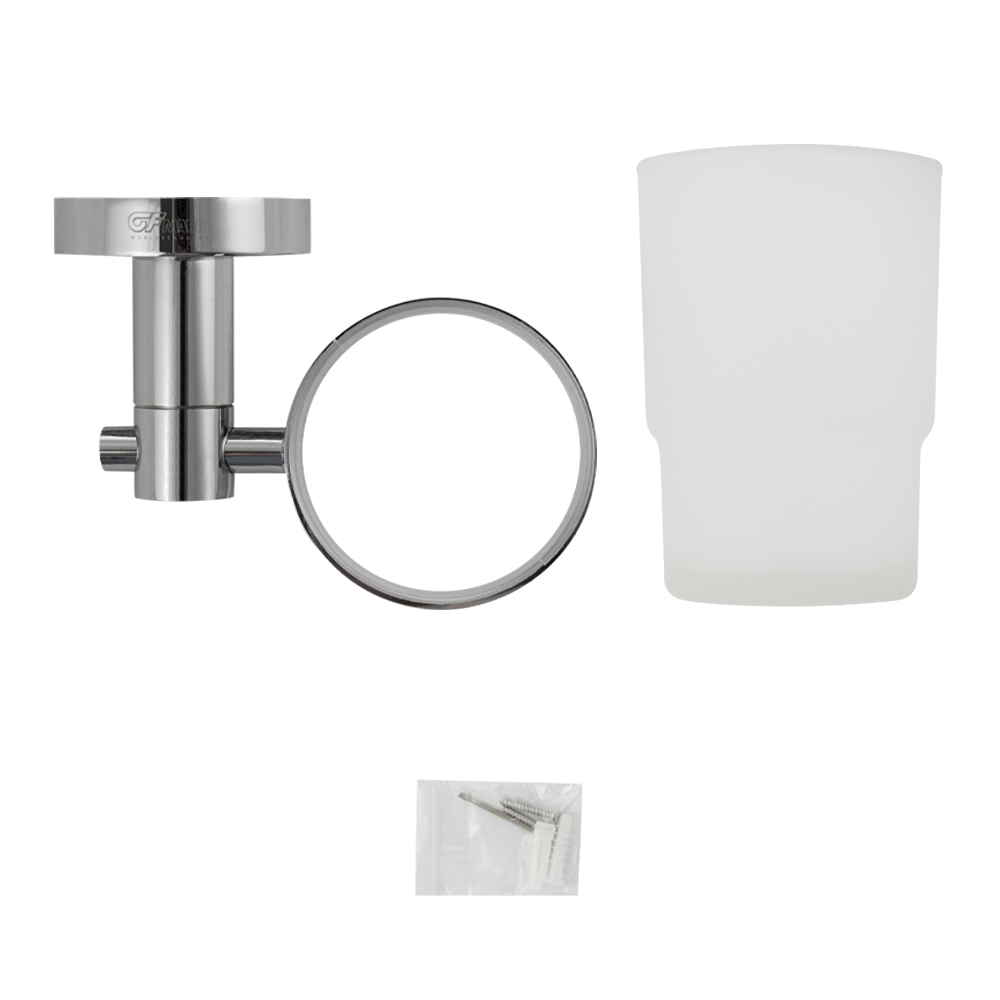 GFmark - Стакан стеклянный с креплением к стене, крепление с АЛМАЗНОЙ КРОШКОЙ, код: 4806  - Вид №3