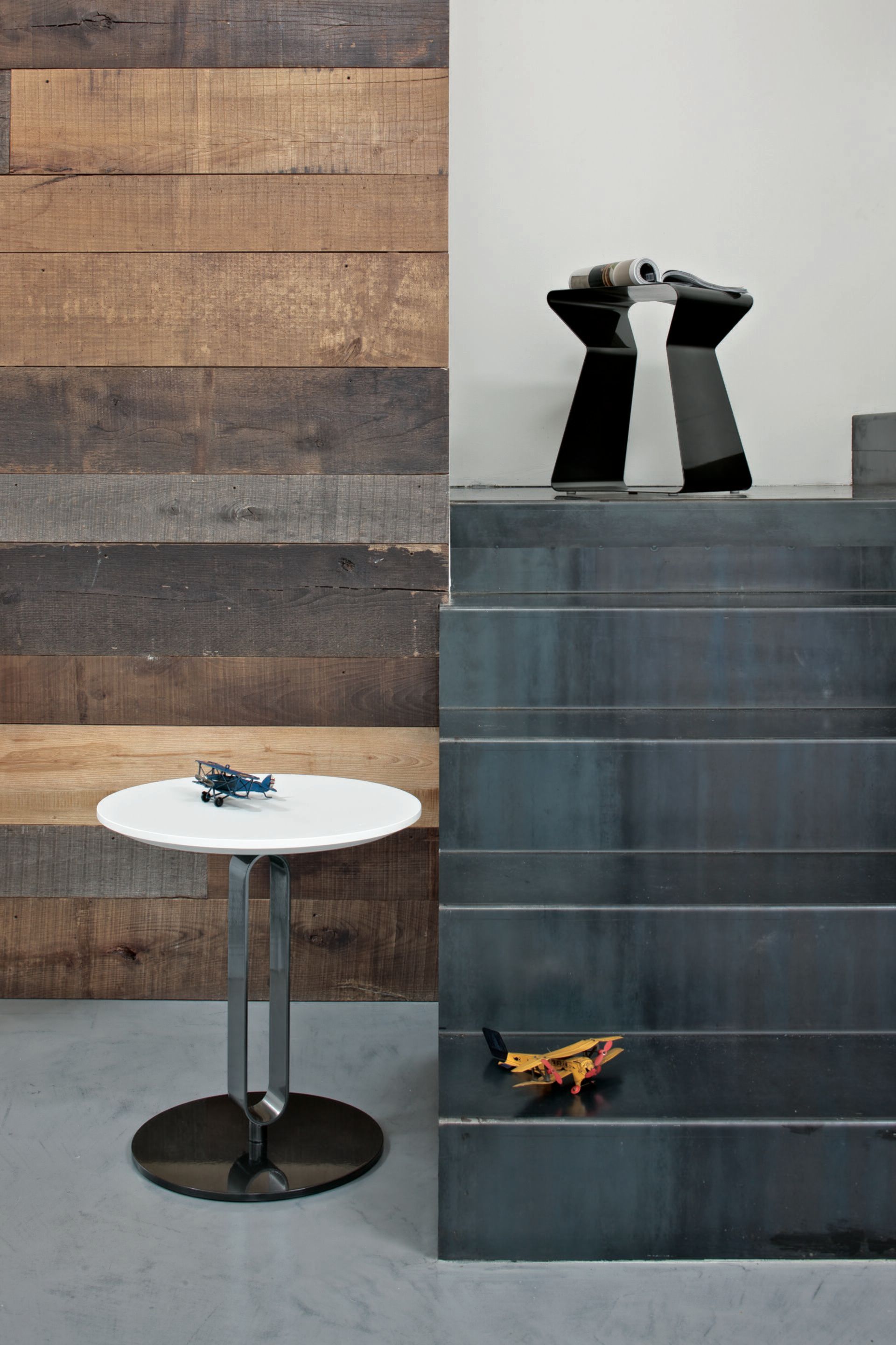 Круглый стальной и деревянный журнальный столик с журнальной стойкой Bontempi Casa ALFRED ARCH-00030442 - Вид №3