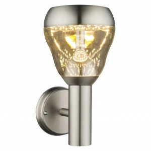 Уличный настенный светильник светодиодный 29х18,5х15 см никель Monte 32250 GLOBO ФАКЕЛ 00-3895894 Никель