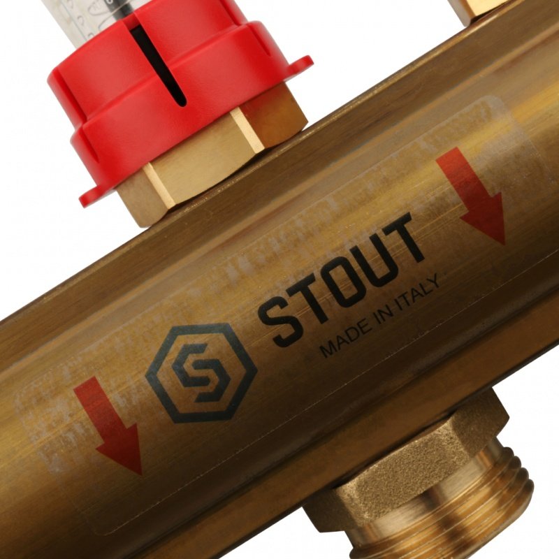 Коллектор из латуни на 4 вых. с расходомерами STOUT SMB0473000004 - Вид №2