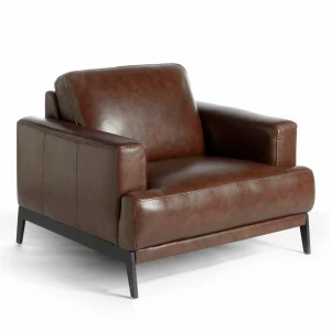 Кресло кожаное с черными металлическими ножками коричневое от Angel Cerda ANGEL CERDA ДИЗАЙНЕРСКИЕ 00-3865512 Коричневый
