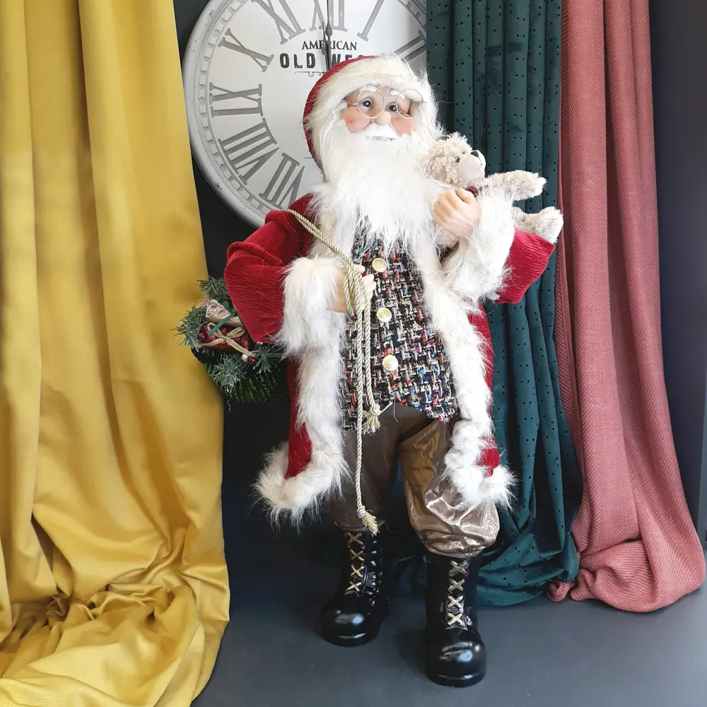 Фигурка декоративная «Дед Мороз с мишкой», 80 см, пластик, цвет красный/золотой RELANCE STLM-2046695 - Вид №2