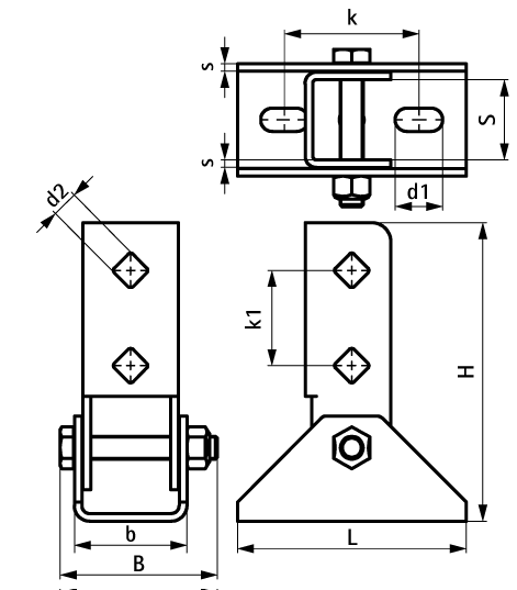 66588814 BIS Strut Подпятник шарнирный (BUP1000) монтаж к стене и полу walraven  - Вид №1