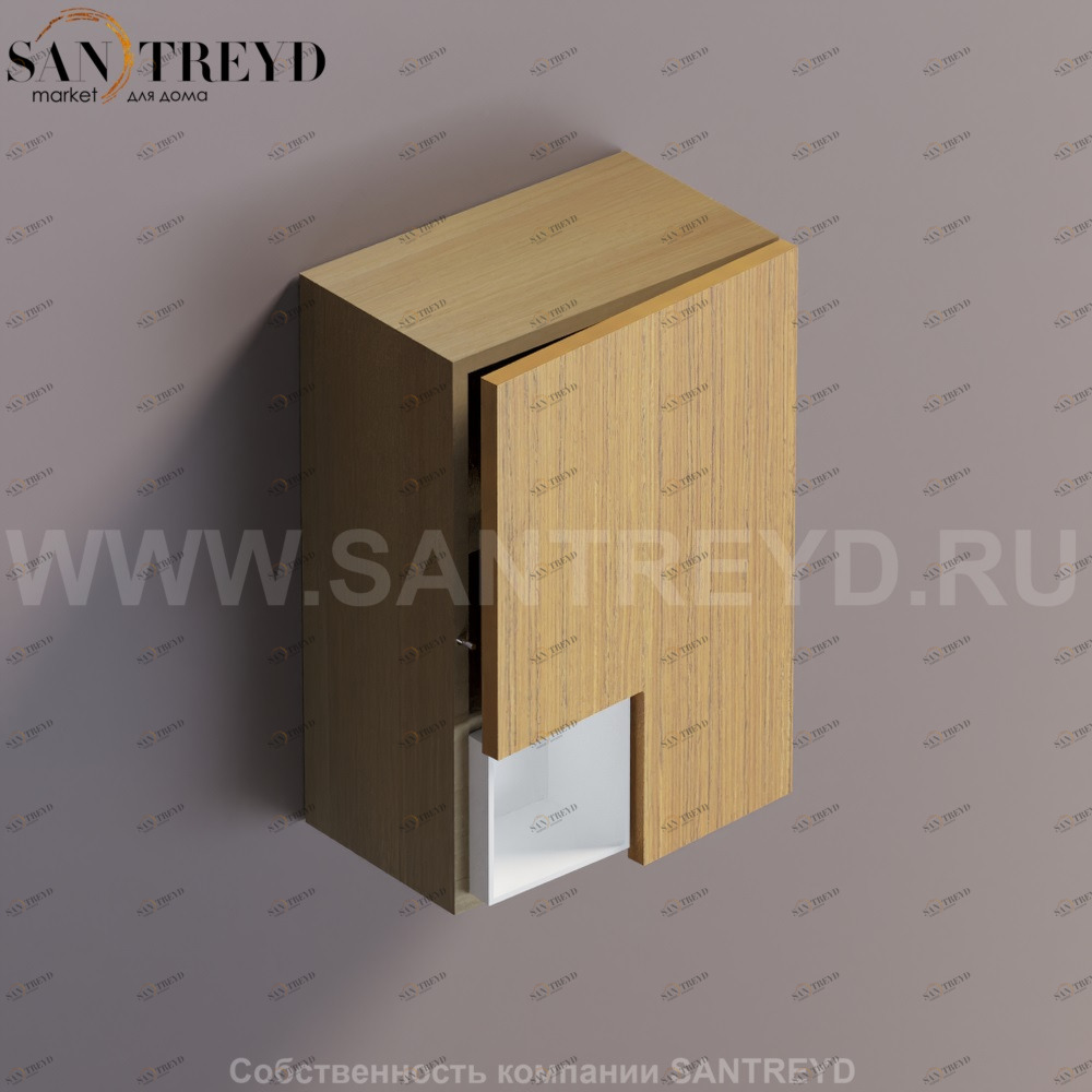 FLAT V Подвесной шкаф с мыльницей с петлями справа. Отделка: тик и натуральный дуб. AFXMO239042RTPT Agape