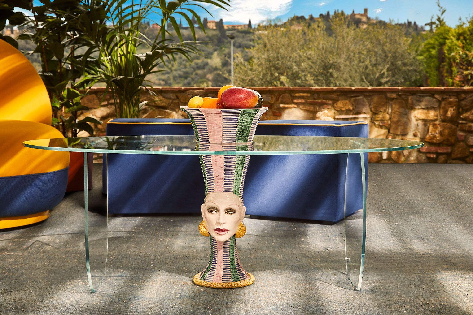 Овальный стеклянный журнальный столик с керамической вазой Paolo Nesi GRACE ARCH-00149877 - Вид №1