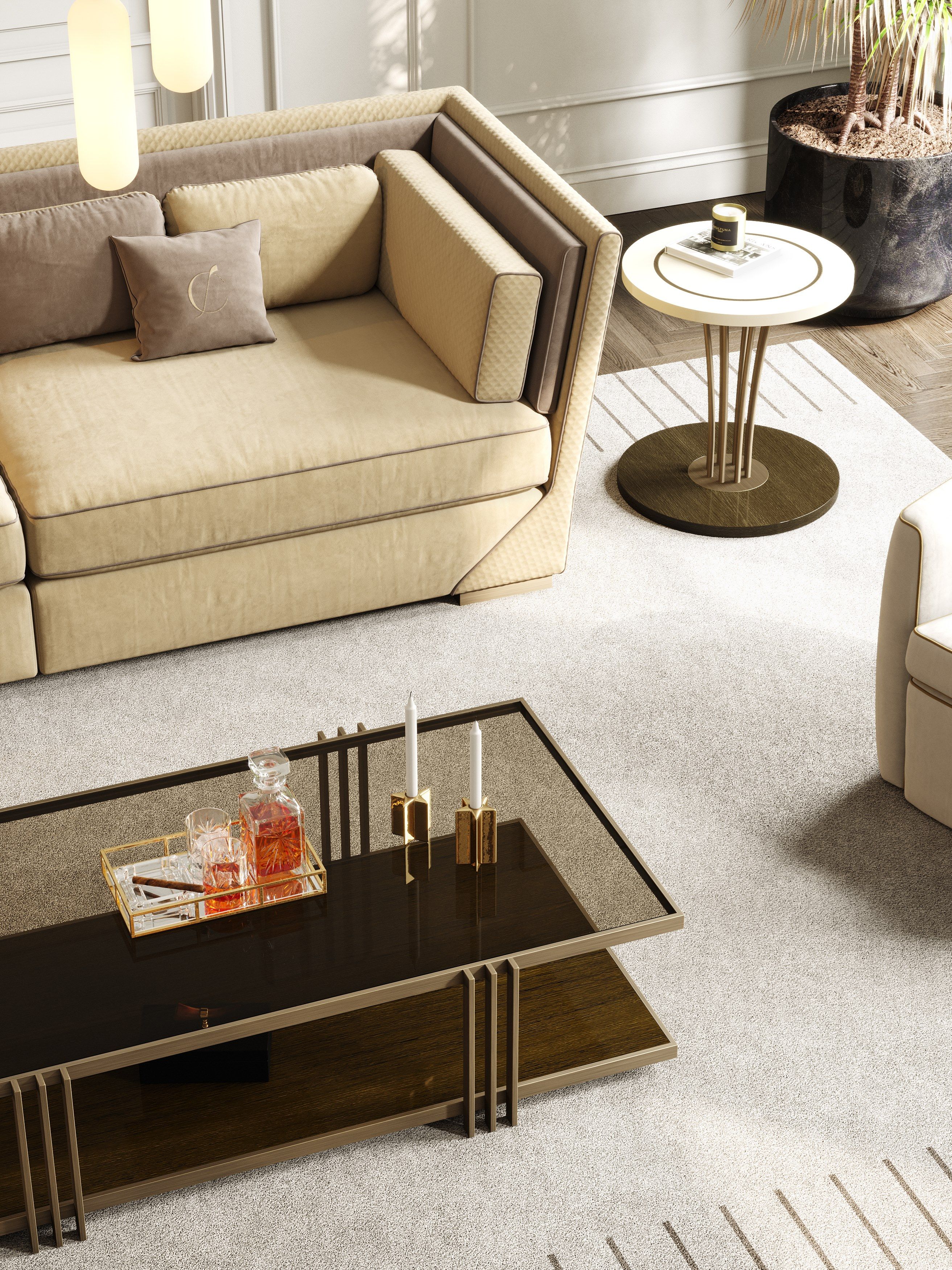 Прямоугольный низкий стол из металла и стекла Stylish Club ARCH-00135854 - Вид №6