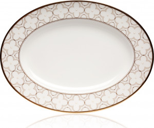 10628673 Noritake Блюдо овальное Noritake "Трефолио,золотой кант" 32см Фарфор костяной