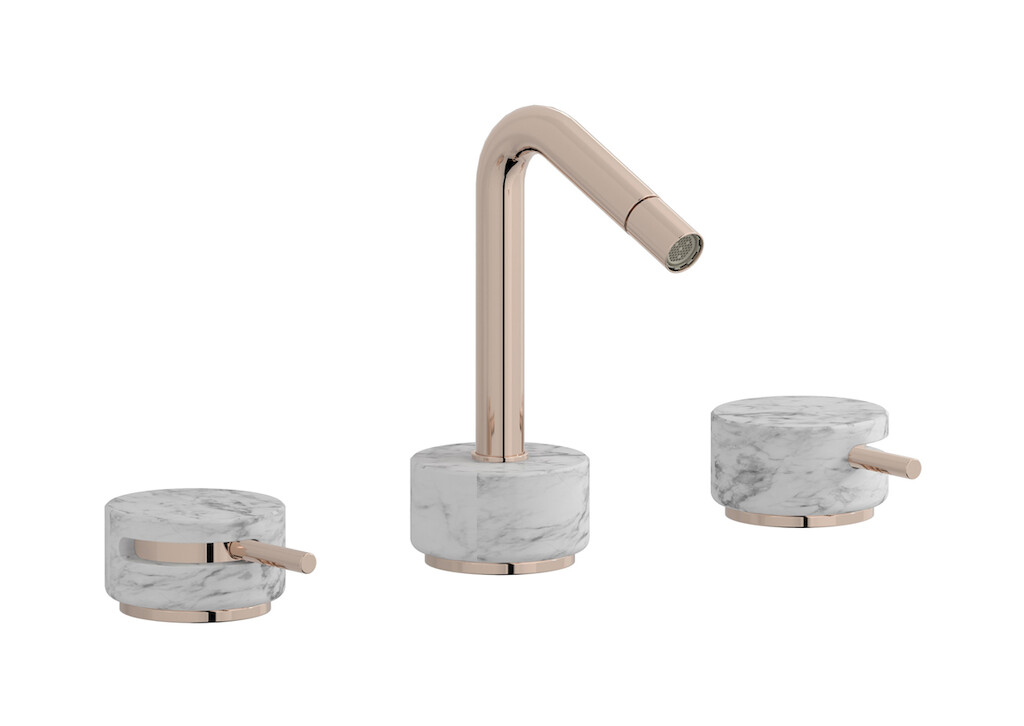 Смеситель для биде на 3 отверстия с донным клапаном WE ARE IB mr393rs_1 Rose Gold Marmo