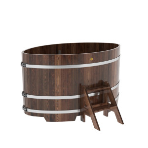 1176 Купель овальная из лиственницы 1,08х1,75х1,0 морёная премиум Alyarus