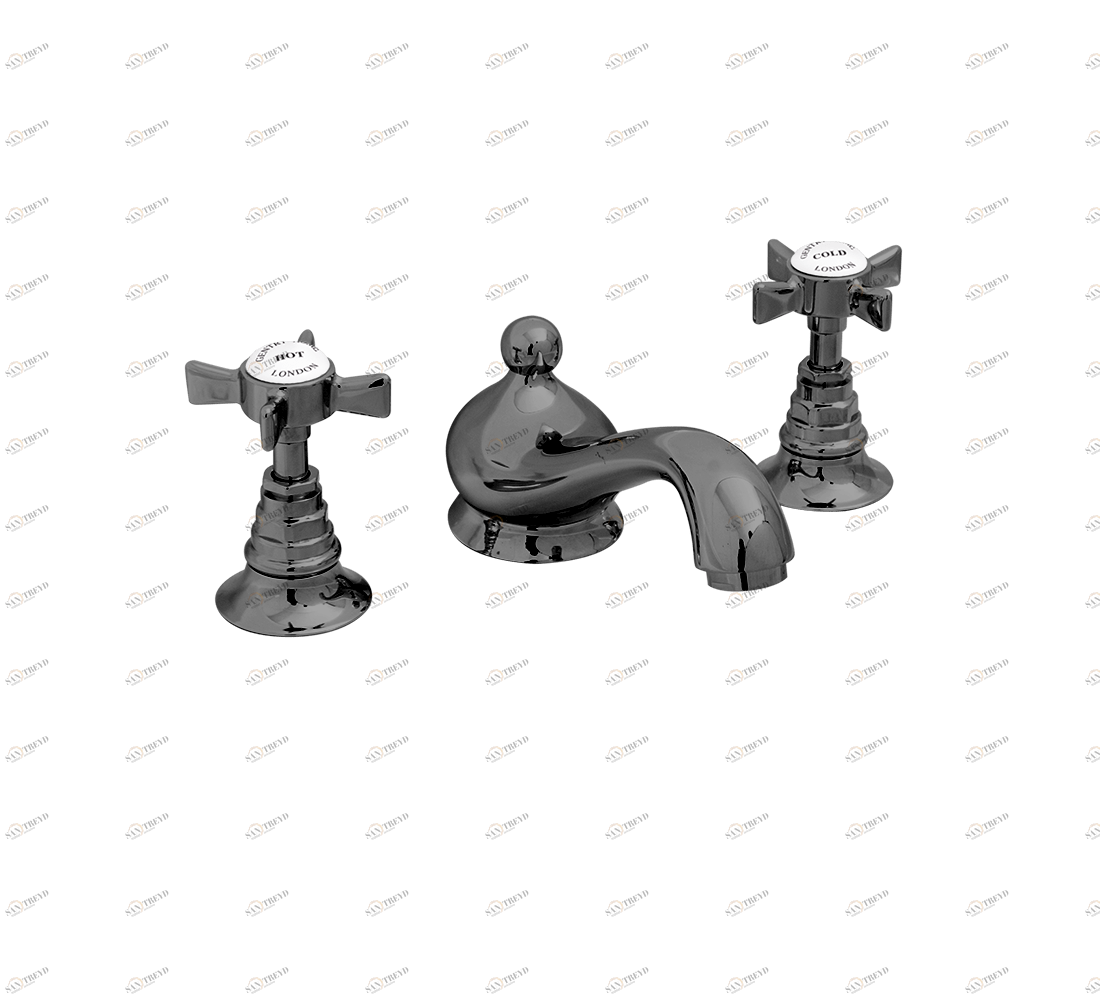 Gentry Home Смеситель для раковины Style на три отверстия с всплывающей пастой Ascot Темный никель GH100414 