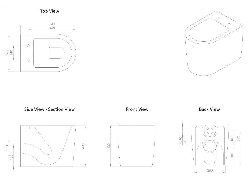 Керамический туалет без пола LUSSO NERA ARCH-00027652 - Вид №4