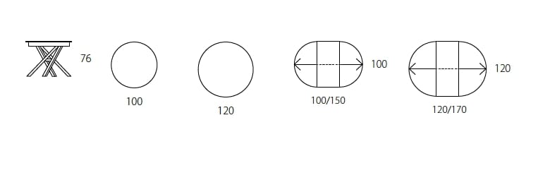 Фиксированный и выдвижной круглый стол с керамической или деревянной столешницей RIFLESSI Shangai ARCH-00068118 - Вид №2