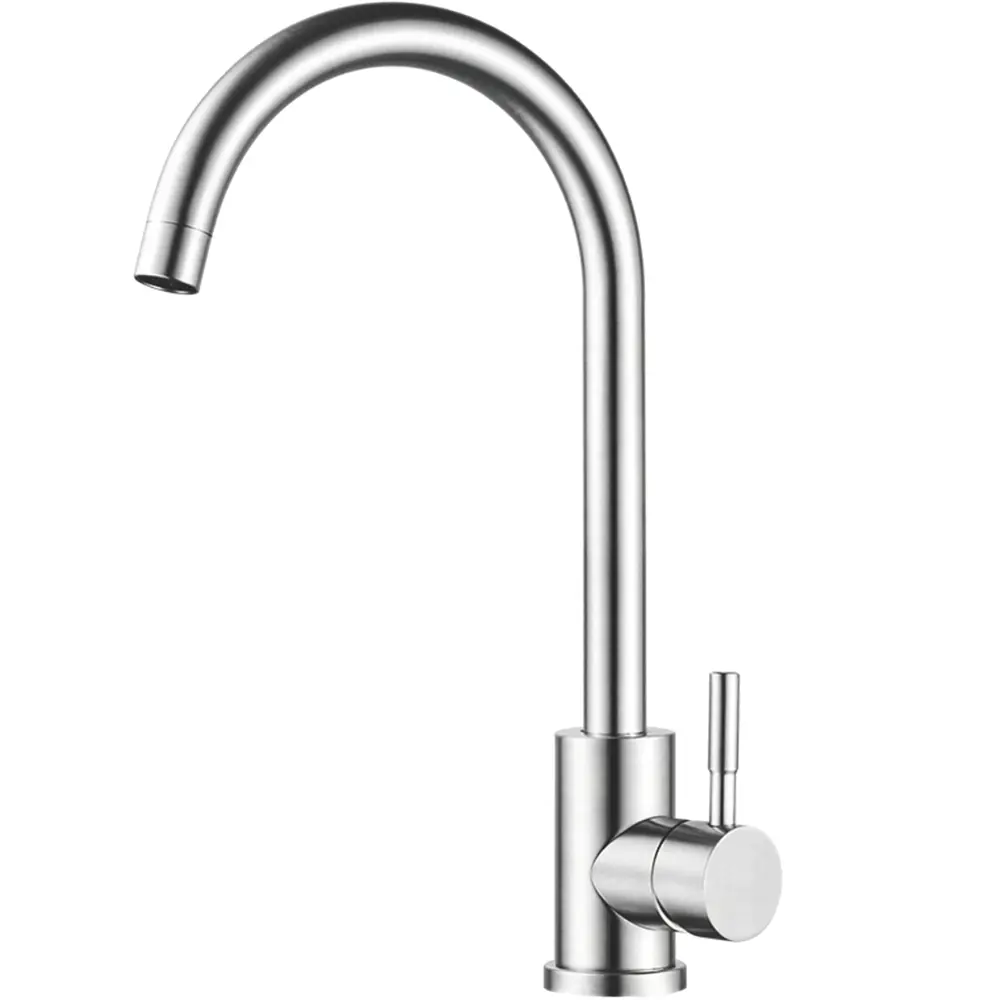 Смеситель для кухни Melana Tondo F610103 с высоким изливом цвет серебро STLM-2073622