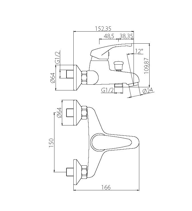 HFKS10000 смеситель для ванны/душа Damixa Capital Start  - Вид №1