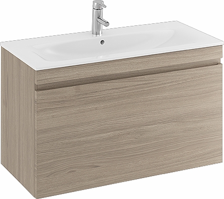 42390 IFO Renova Плоская тумба для тонкой раковины с ящиком и внутренним ящиком, Ш = 988 мм, Ш1 = 1000 мм, темно-серый  - Вид №14