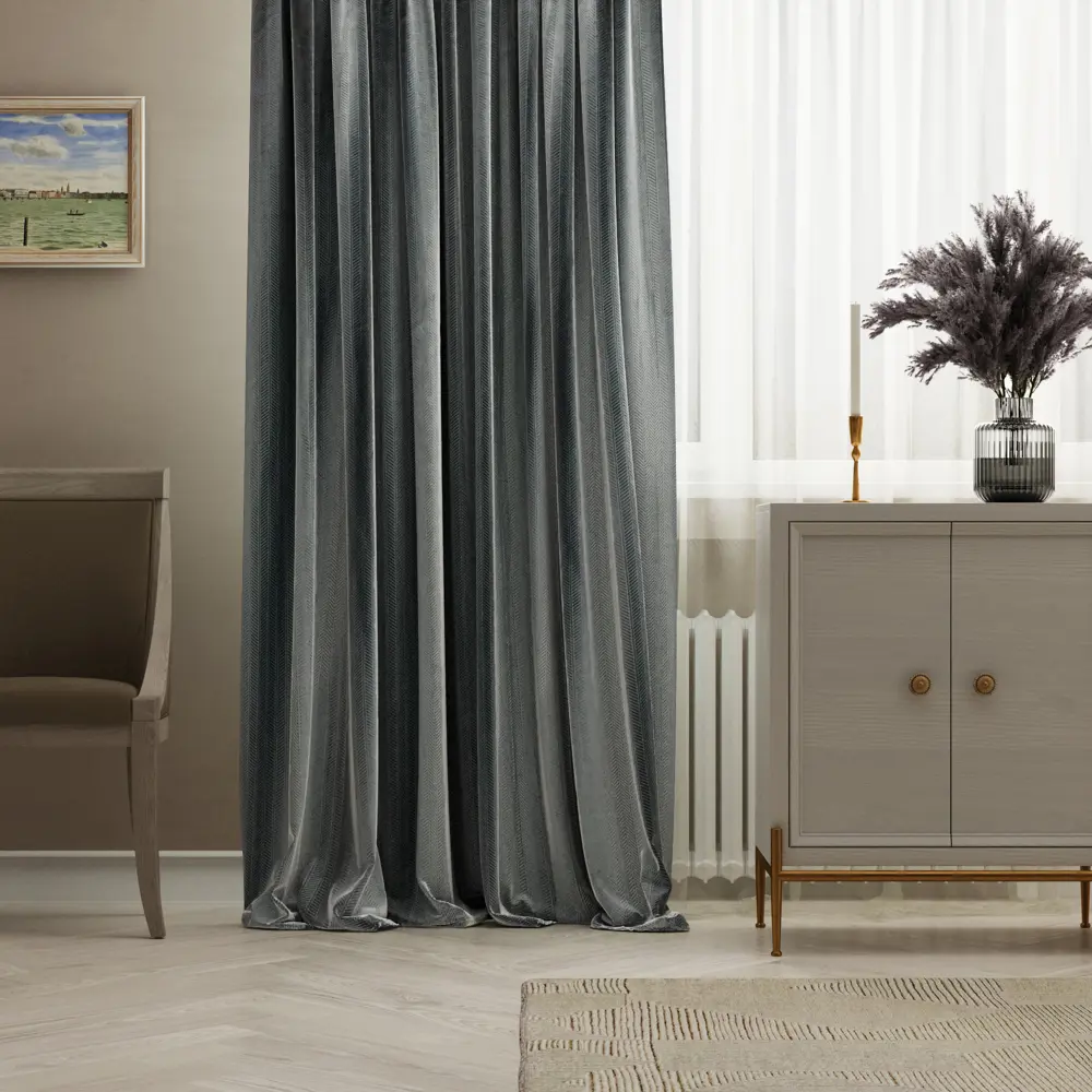 Штора на ленте Inspire Olivia 160х280 см цвет синий STLM-2097931