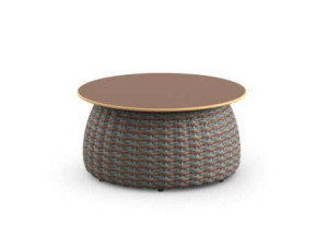 Оптоволоконный круглый низкий садовый журнальный столик с керамической столешницей