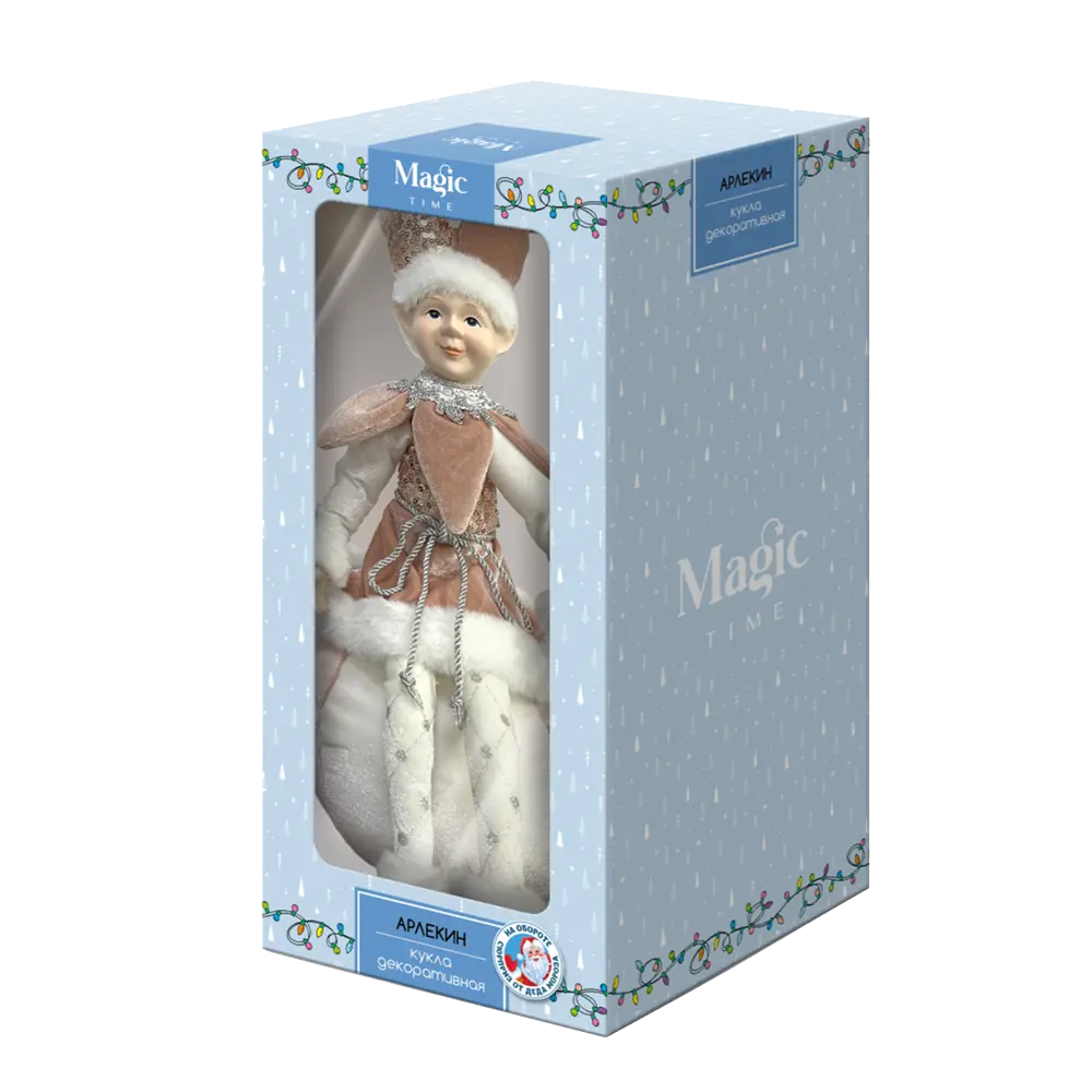 89381690 Декоративная фигура кукла Арлекин на шаре 40.5x20 см розовый STLM-1491387 Santreyd Christmas - Вид №2