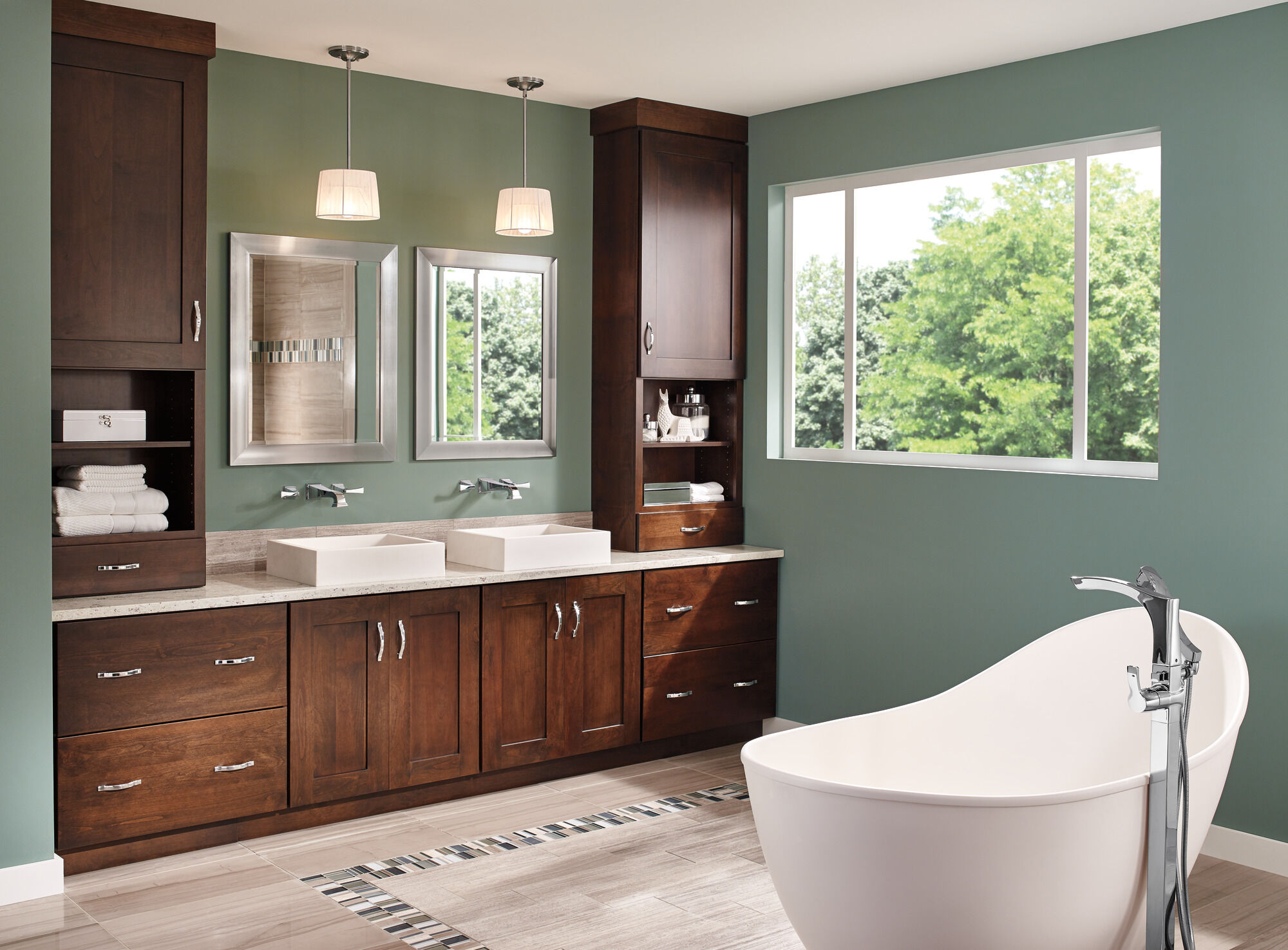 T4752-FL Напольная накладка для ванны с одной ручкой и ручным душем Delta Faucet Tesla Хром - Вид №5