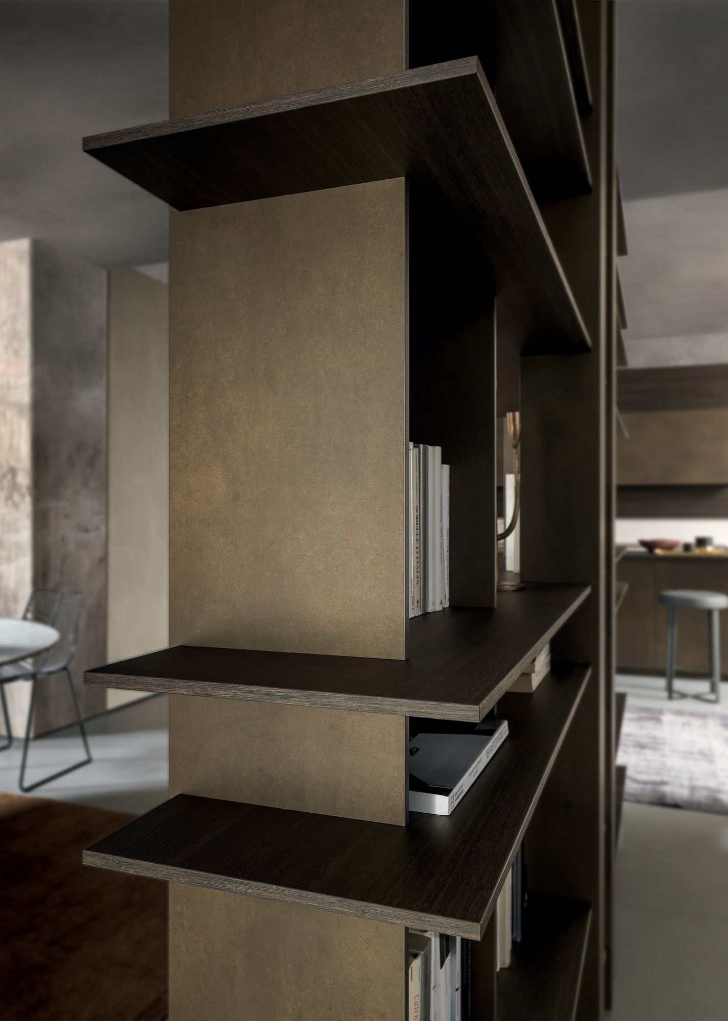 Двухсторонний книжный шкаф из эвкалипта с креплением пол-потолок MODULNOVA Skill ARCH-00088601 - Вид №4