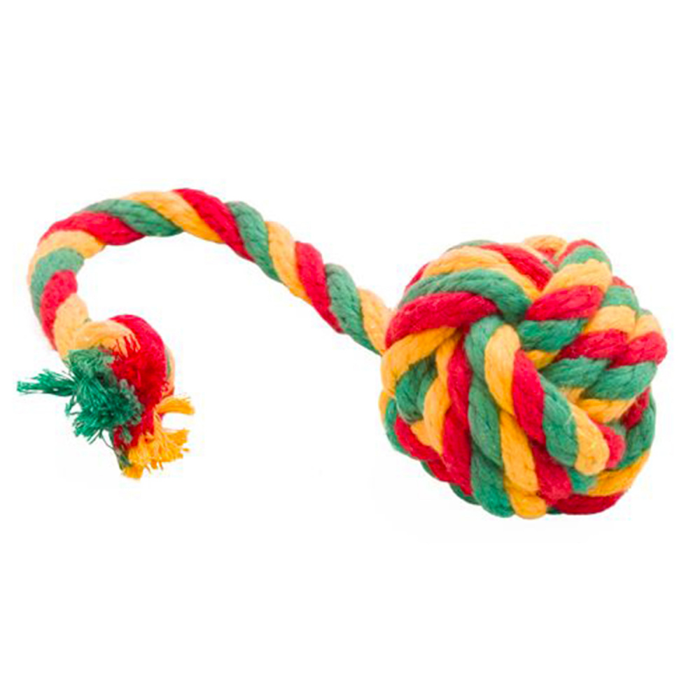 ПР0059082 Игрушка для собак Dental Knot Мяч канатный большой (Красный-желтый-зеленый) DOGLIKE 