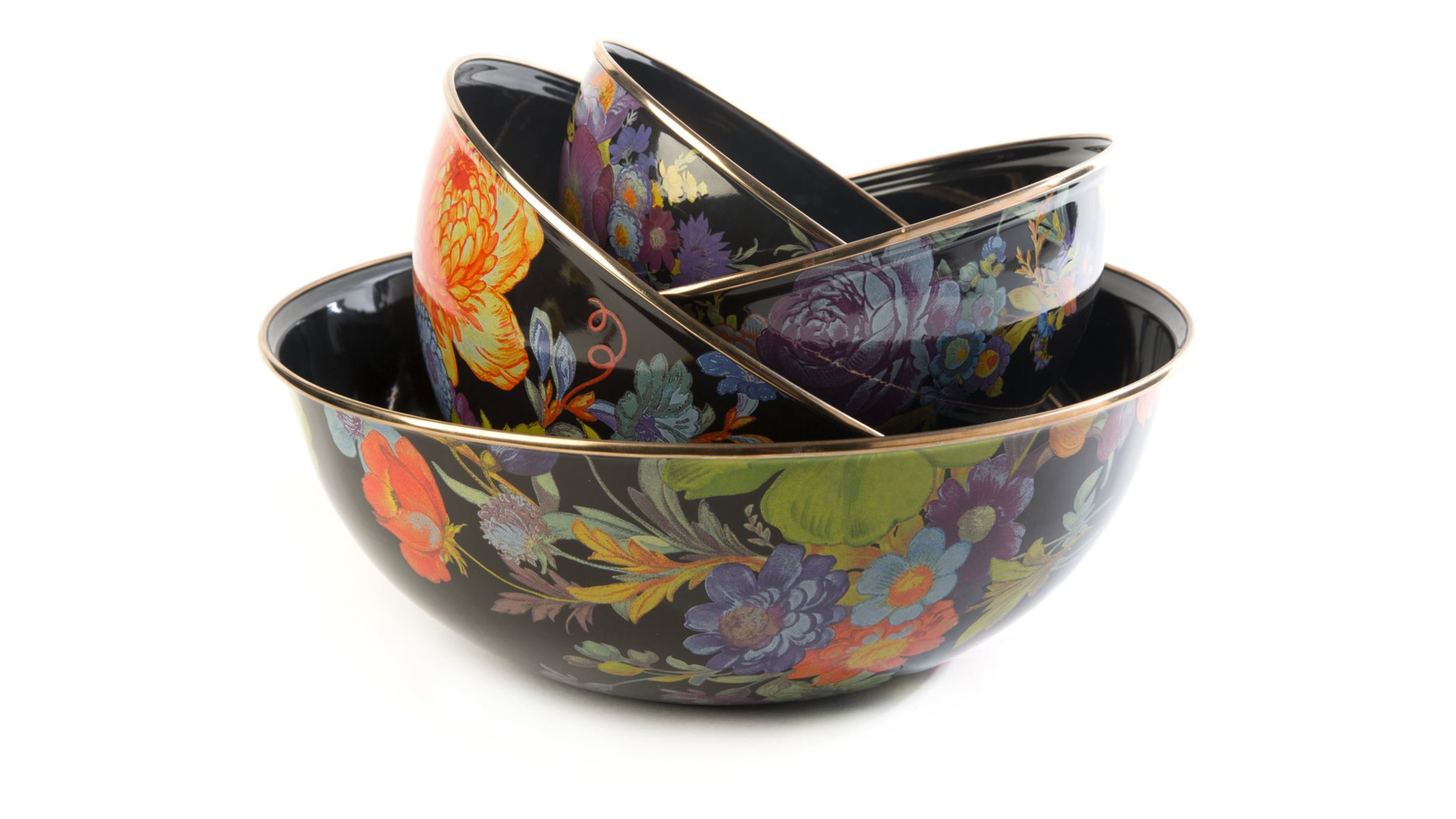 10654524 Mackenzie-Childs Салатник большой 33см (черный) Flower Market Сталь  - Вид №1