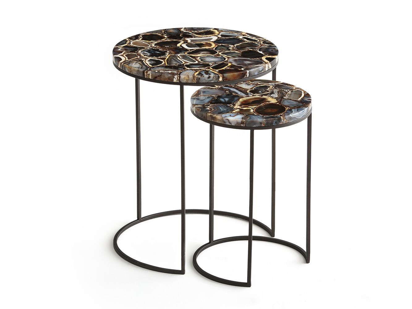 Круглый штабелируемый журнальный столик из агата AMPM ANAXIMÈNE ARCH-00136257