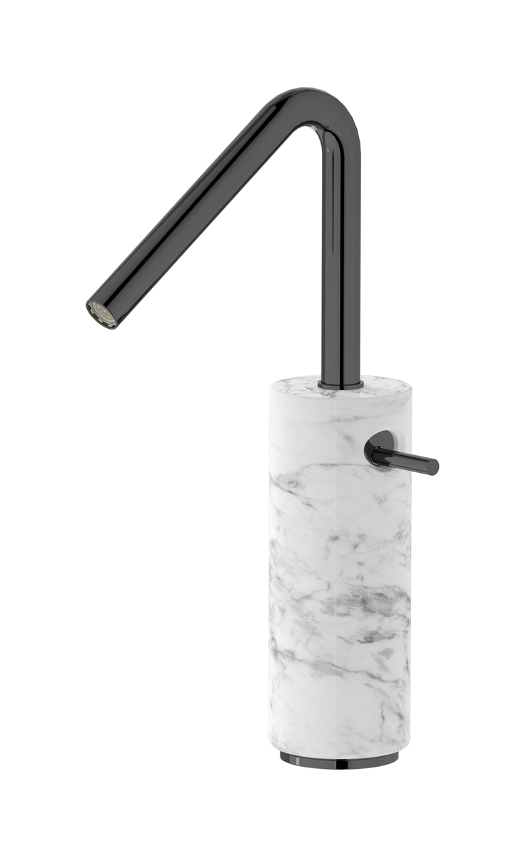 Высокий смеситель для раковины на 1 отверстие в комплекте с донным клапаном WE ARE IB mr202cf_1 Black Chrome Marmo