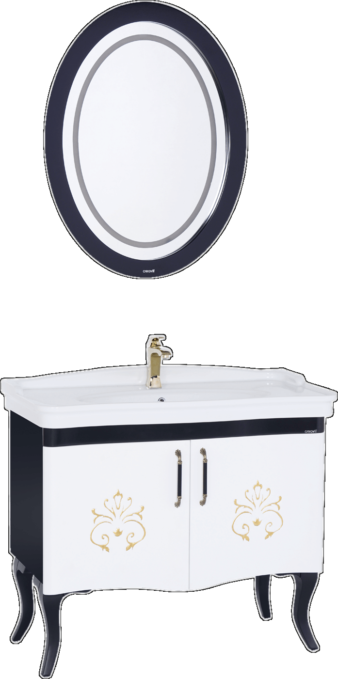 Антикварный нижний модуль 80 см с рисунком, черно-белый / AN0080.02.SB Antik Creavit  - Вид №1