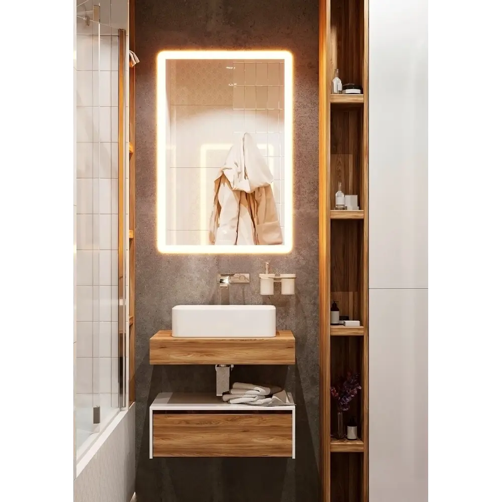 Зеркало для ванной Omega Glass Тип 4 SD334 с подсветкой 60x50 см прямоугольное STLM-2153932