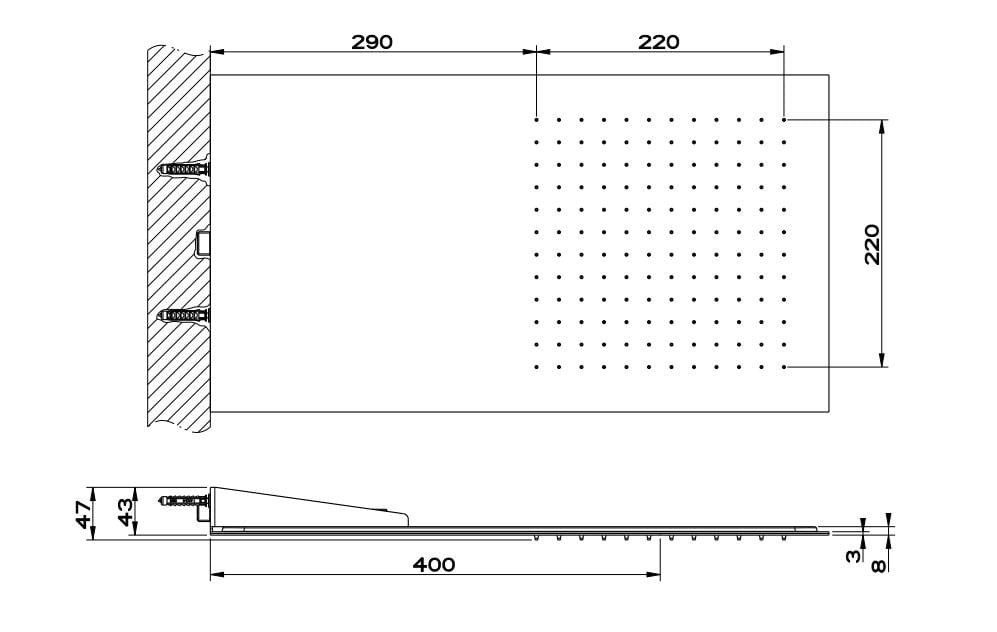 Ультра-плоская прямоугольная настенная душевая головка Gessi трехмиллиметровые ARCH-00031294 - Вид №9