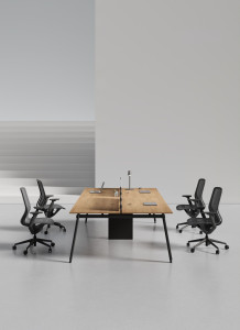 Многоуровневая рабочая станция из МДФ с звукопоглощающими перегородками