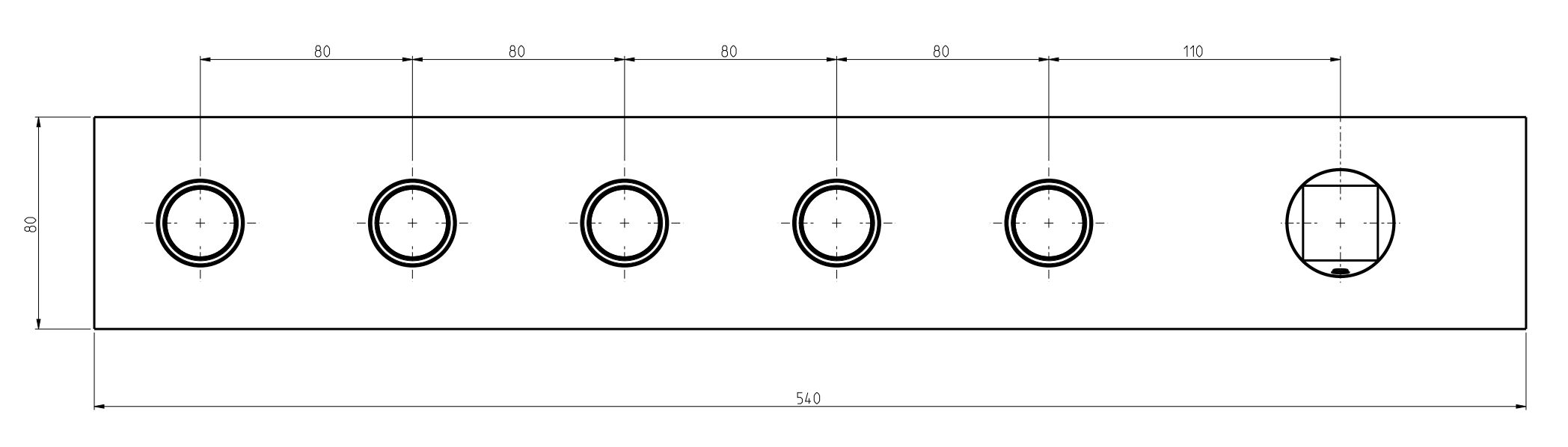Смеситель для душа из нержавеющей стали с 6 отверстиями Rubinetterie Frattini Aline ARCH-00130640 - Вид №2