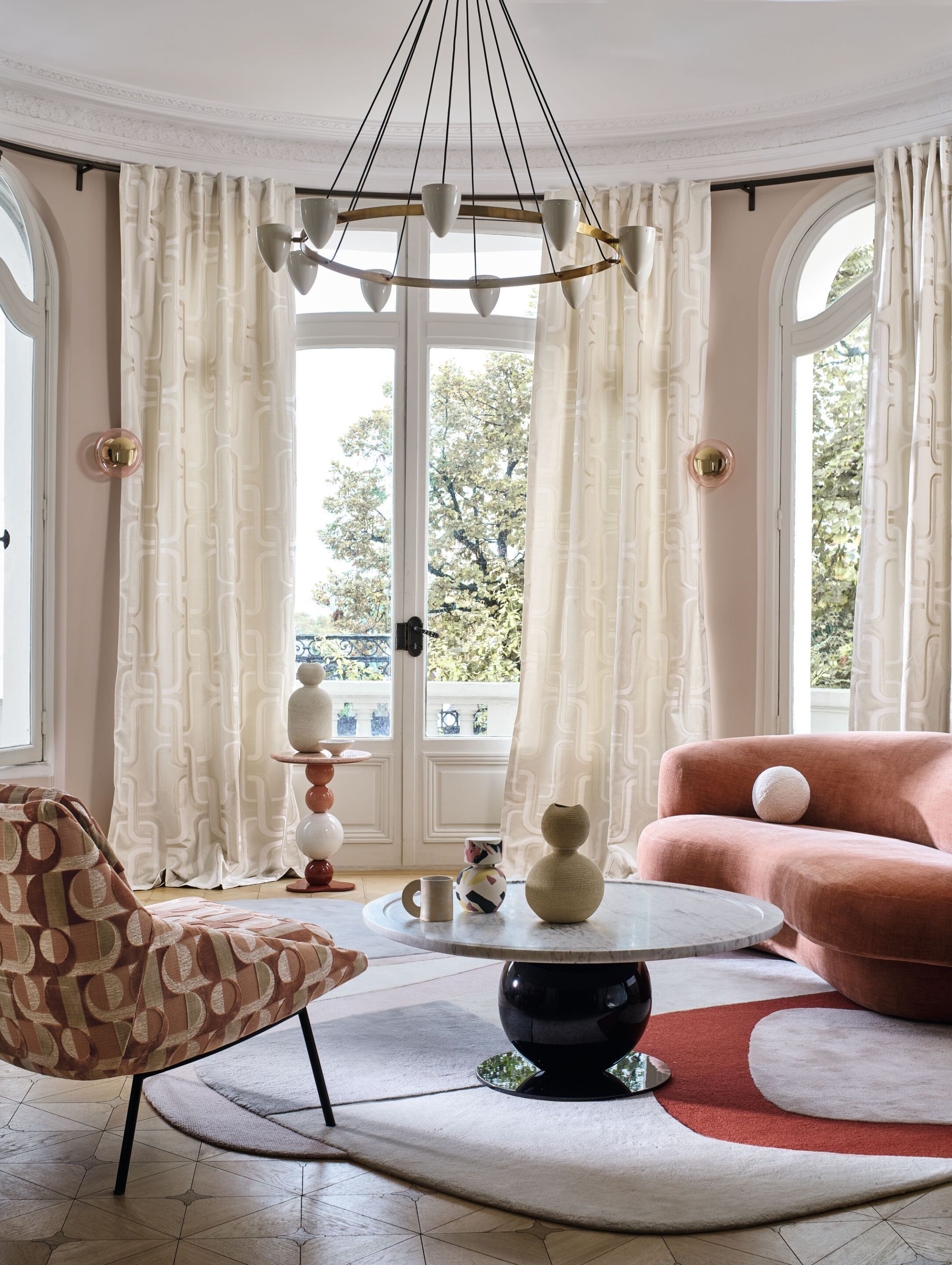 Жаккардовая ткань с графическим рисунком Casamance Luminescence ARCH-00117096 - Вид №9