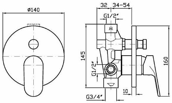 ZUCCHETTI Смеситель для ванны и душа, однорычажный, с переключателем Nikko Zkk127 - r99684 - Вид №1
