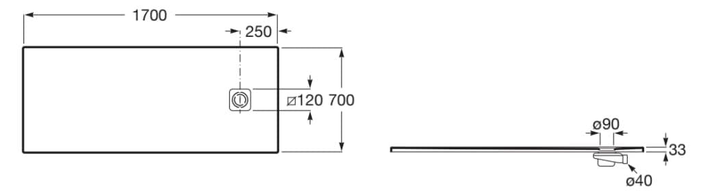 Нескользящий прямоугольный поддон для душа Stonex® Roca Terran-N ARCH-00010458 - Вид №4