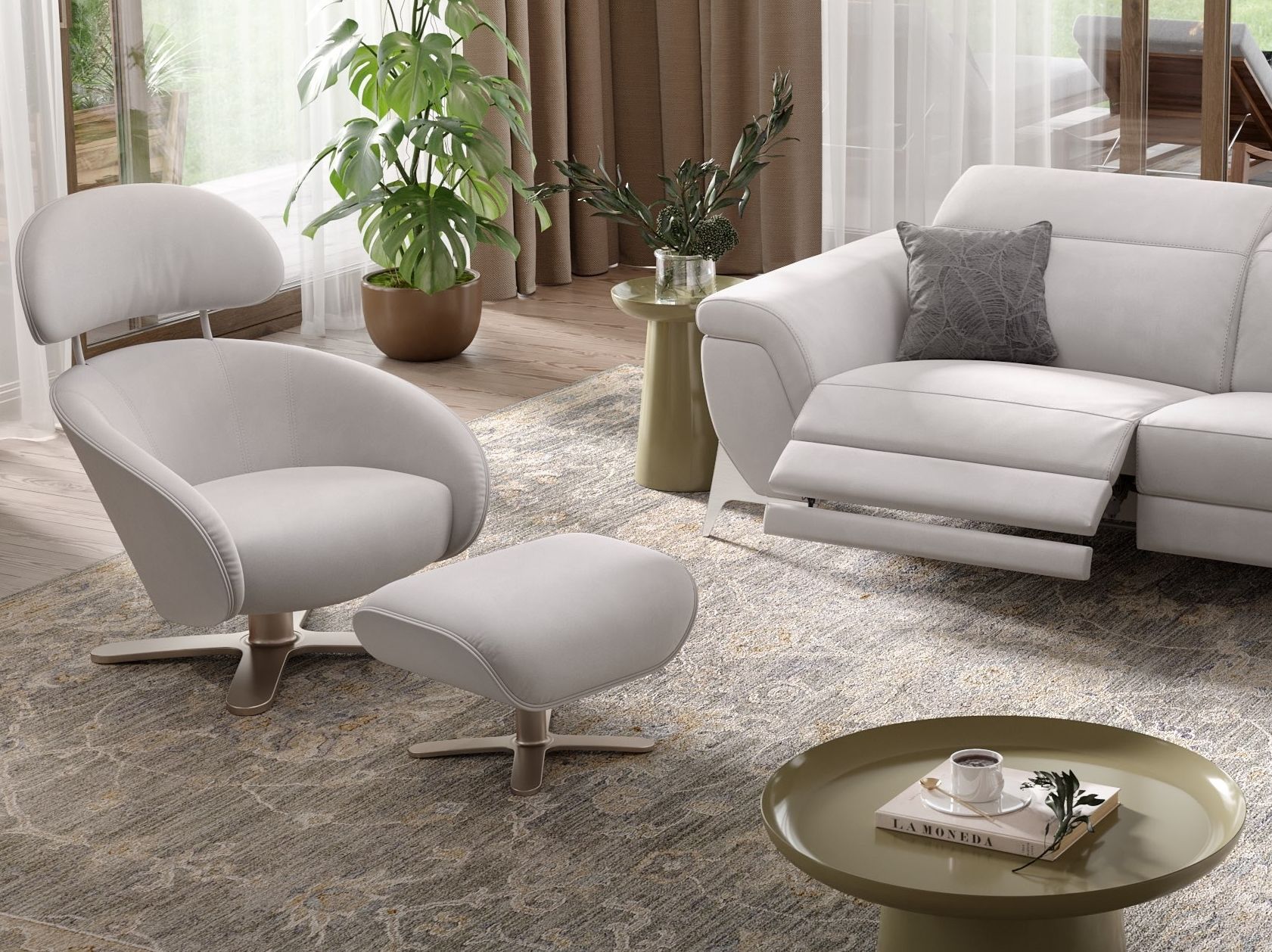 Тканевое вращающееся кресло с подлокотниками Sofanella Dolce ARCH-00007764