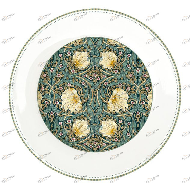 Тарелка фарфоровая обеденная темно-зеленая "Уильям Моррис" EASY LIFE УИЛЬЯМ МОРРИС 00-3946992 Зеленый 