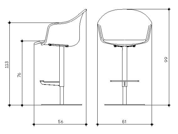 Высокий тканевый поворотный стул с подставкой для ног arrmet Máni Armshell Fabric ARCH-00060275 - Вид №1