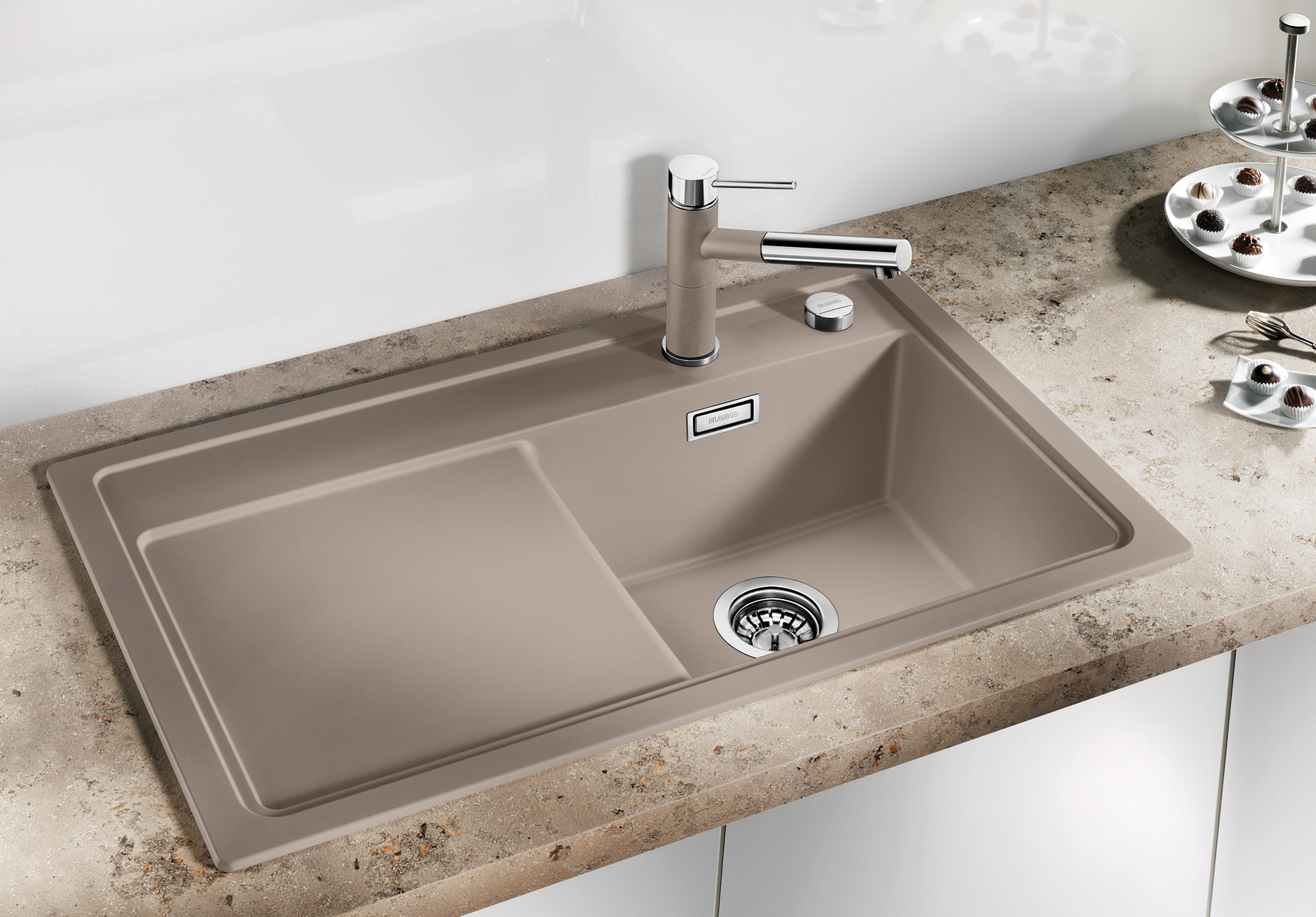 523812 Кухонная мойка Blanco Zenar 45 S с доской из стекла чаша слева жасмин  Blanco Zenar Жасмин - Вид №1