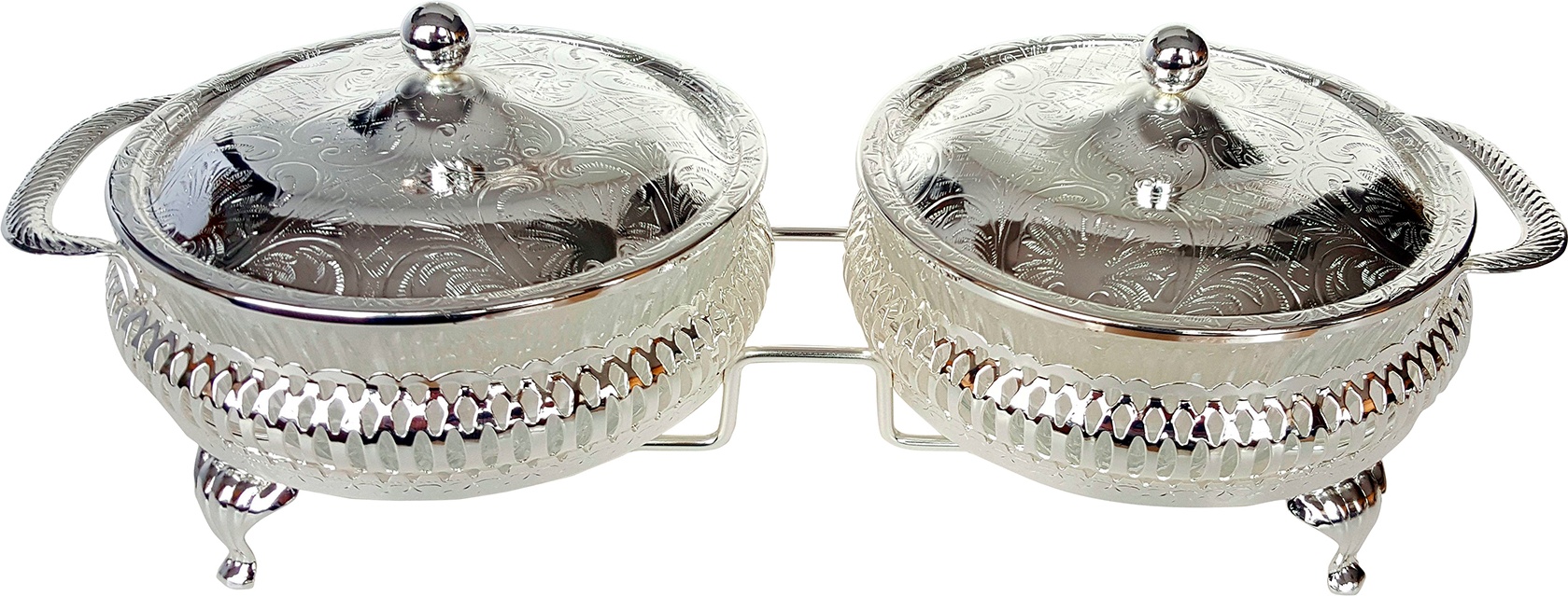 10632364 Queen Anne Набор из 2 блюд с крышками Queen Anne 28х12х9см, на ножках, сталь, посеребрение Сталь нержавеющая с посеребрением, стекло 