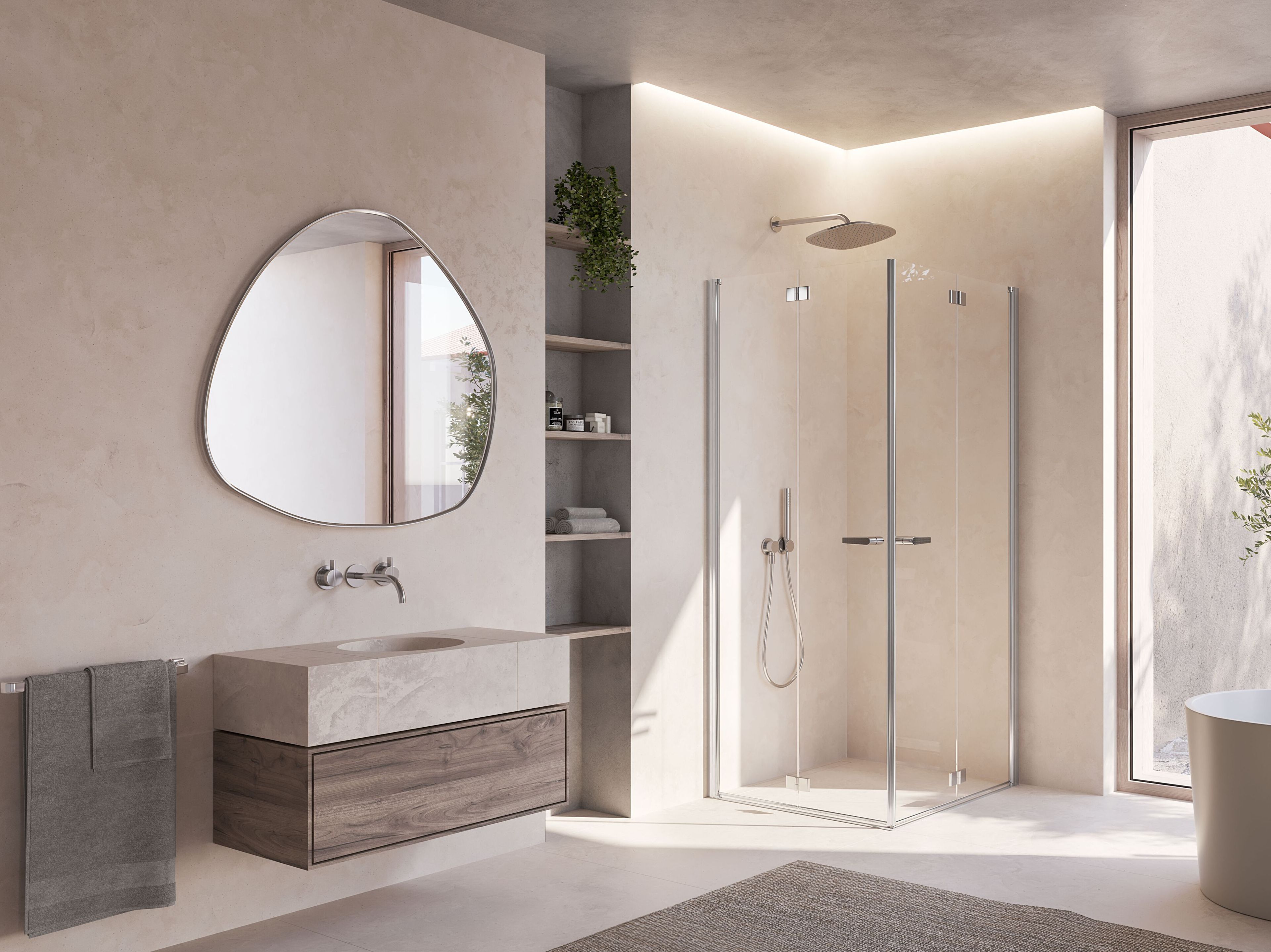 Угловая душевая кабина из хрусталя с распашной дверью DUKA Multi-S 4000 NEW ARCH-00110400