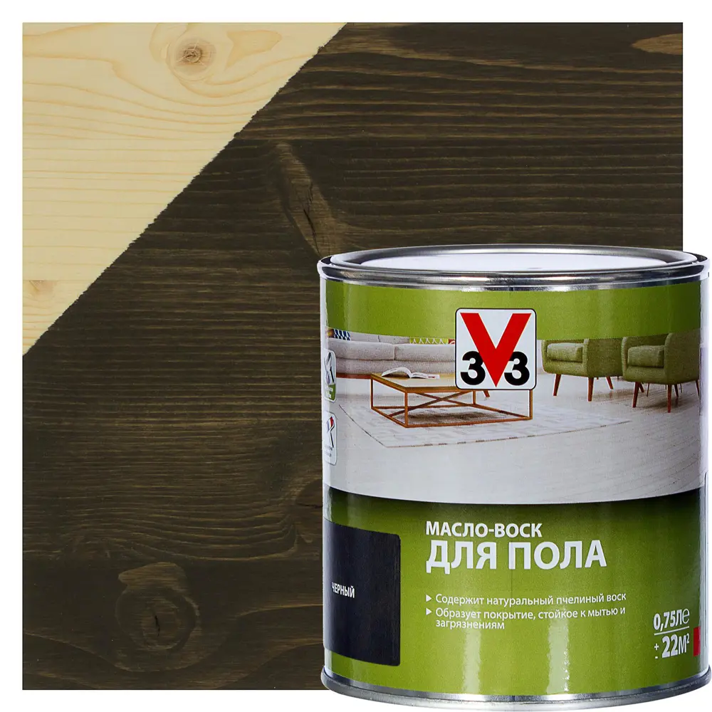 Масло-воск для пола V33 цвет чёрный 0.75 л STLM-2128652