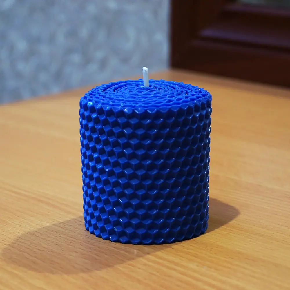 Свеча вощинная цилиндр синяя 6x6.5 см EVIS STLM-2166268 - Вид №3