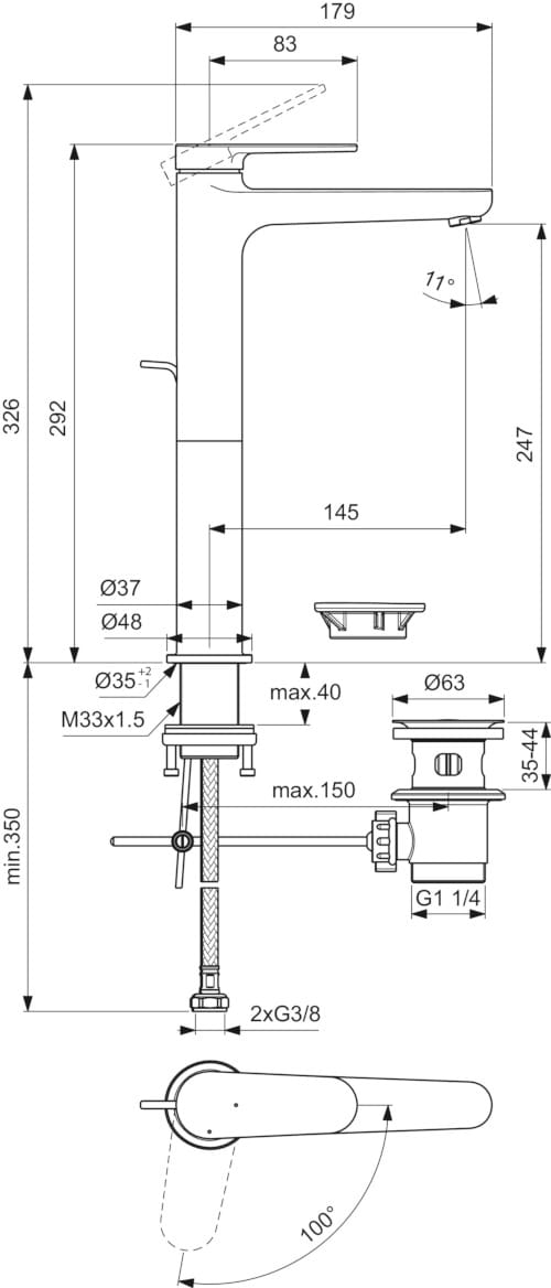 Однорычажный высокий смеситель для раковины Ideal Standard CERAFINE O ARCH-00057655 - Вид №4