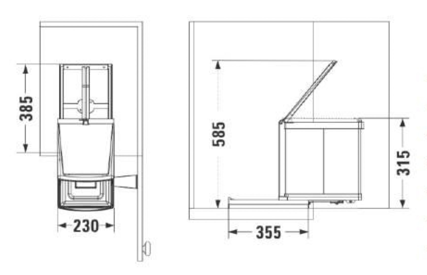 Контейнер для мусора на дверцу Beta 350/12-2 Metallic Grey NAVAKO 10019 - Вид №3