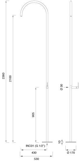 Ceadesign Летний душ из нержавеющей стали Innovo - docce da esterni Inv 160 - Вид №1
