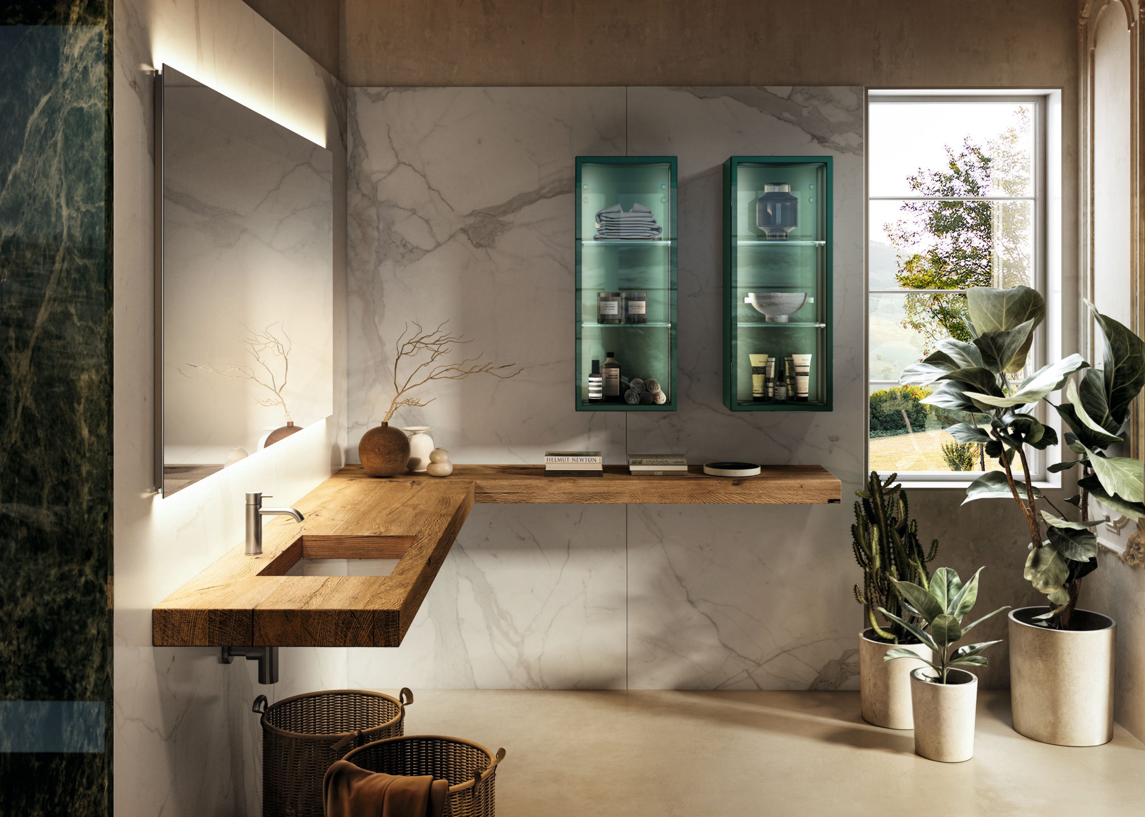 Подвесной умывальник из дерева и стекла с столешницей Lago DEPTH ARCH-00150267 - Вид №6